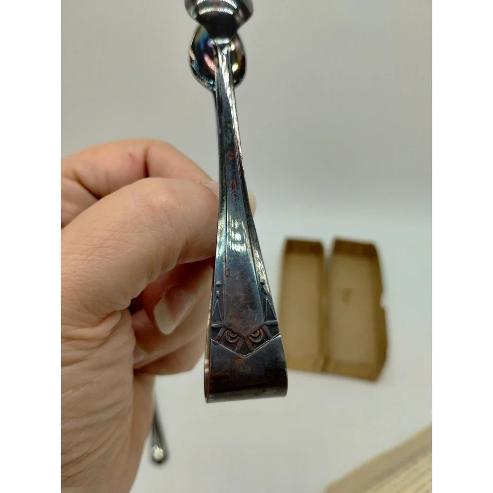 Sheffield Silver Plate Sugar Service Set Tongs And Little Ladle